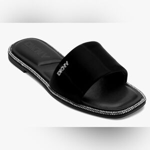 DKNY womens Bavant Studded Flat Slide Sandal